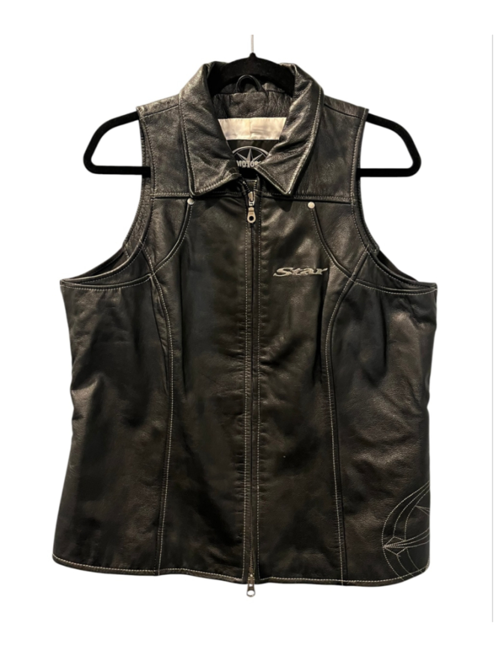 Yamaha Star Motorcycles Women's Leather Vest Size XL Black Biker Cruiser Zip